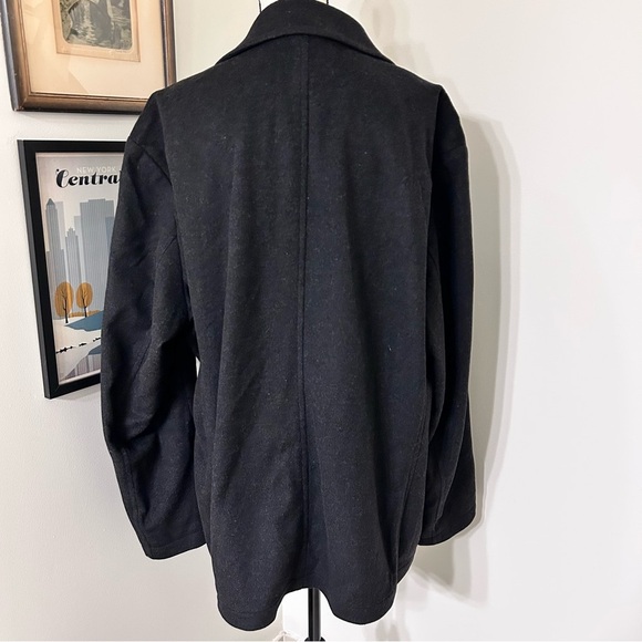 Men’s Hugo Boss Pea Coat Jacket Cashmere/Wool Black Size US 46R - Picture 2 of 5
